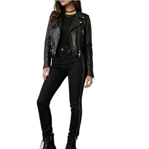 Rag Bone Womens Mid-Rise Skinny Moto Jeans Size 24 Black Full Zip Legs Indie Y2K